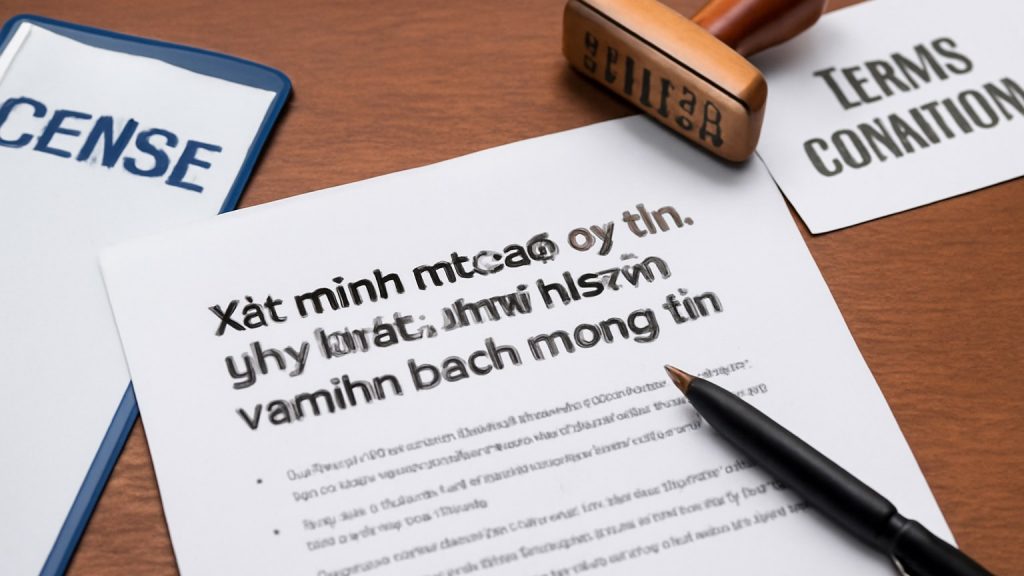 Xác minh mức độ uy tín: giấy phép, điều khoản, và minh bạch thông tin Minh họa: Xác minh mức độ uy tín: giấy phép, điều khoản, và minh bạch thông tin